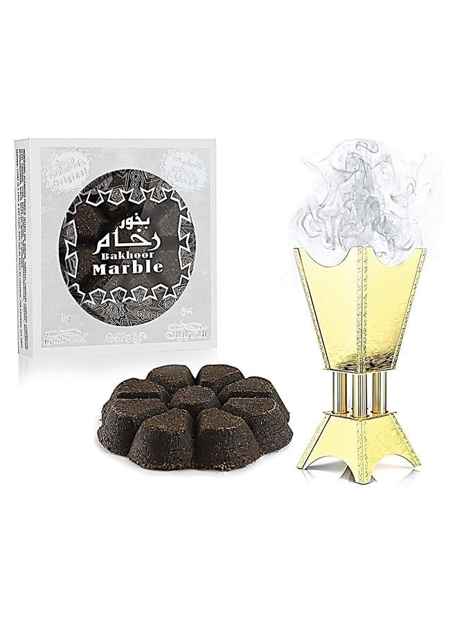 نبيل قطعتان من بخور نبيل الرخامي، 30 غراماً، بخور عربي فاخر برائحة العود العميقة لإضفاء جو ملكي على المنزل - Image 2